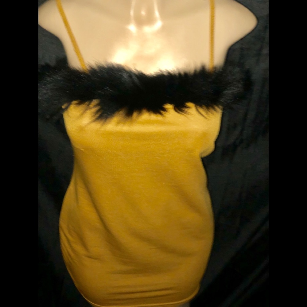 New Women Gold Spaghetti Straps Sexy Dress